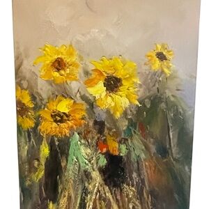 Sunflower Canvas Art - Yellow and Green